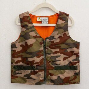 Sesame Street Camo Vest Kids Size 3T Reversible Orange Lining Zip Up
